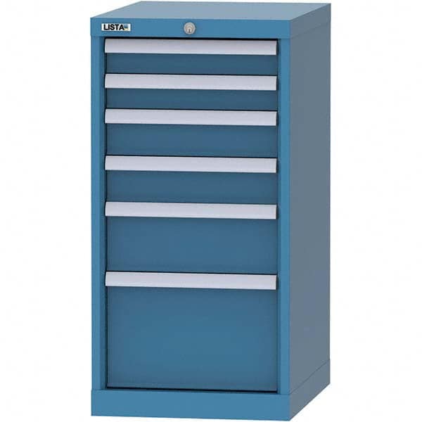 LISTA - 6 Drawer, 216 Compartment Bright Blue Steel Modular Storage Cabinet - Exact Tooling