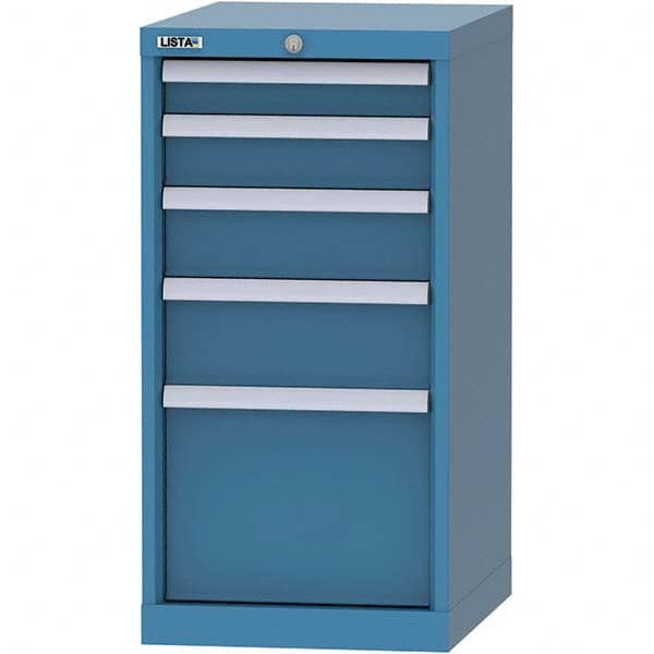 LISTA - 5 Drawer, 216 Compartment Bright Blue Steel Modular Storage Cabinet - Exact Tooling