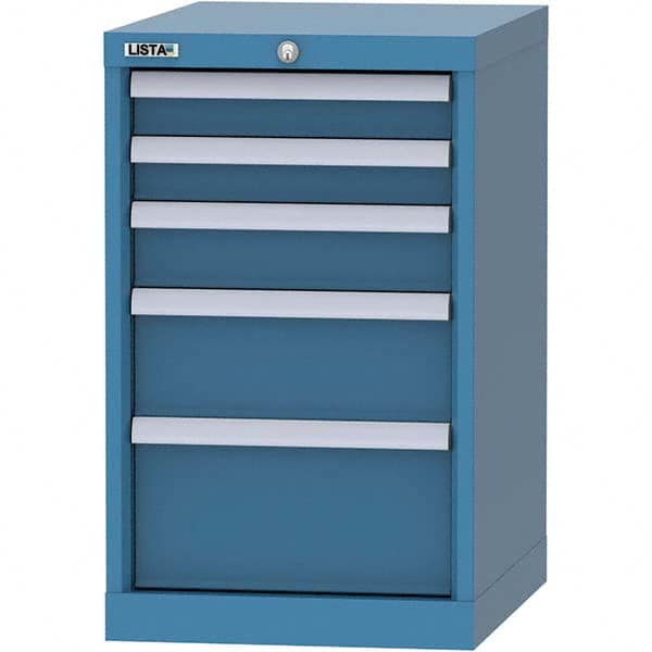LISTA - 5 Drawer, 216 Compartment Bright Blue Steel Modular Storage Cabinet - Exact Tooling