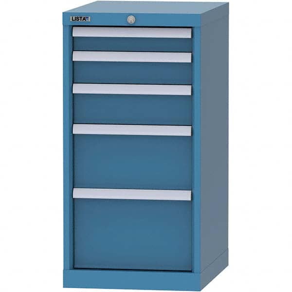 LISTA - 5 Drawer, 216 Compartment Bright Blue Steel Modular Storage Cabinet - Exact Tooling