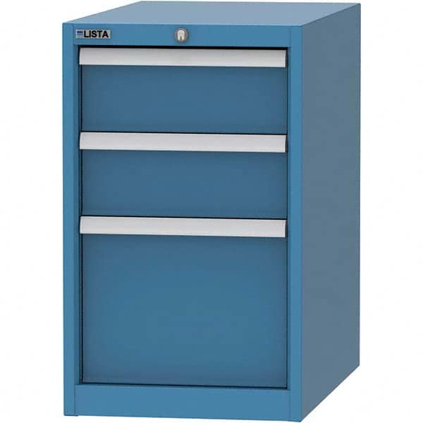 LISTA - 3 Drawer, 45 Compartment Bright Blue Steel Modular Storage Cabinet - Exact Tooling