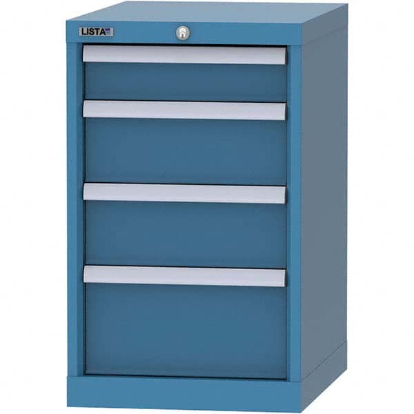 LISTA - 4 Drawer, 216 Compartment Bright Blue Steel Modular Storage Cabinet - Exact Tooling
