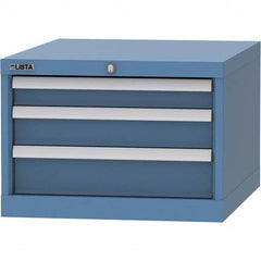 LISTA - 3 Drawer, 99 Compartment Bright Blue Steel Modular Storage Cabinet - Exact Tooling