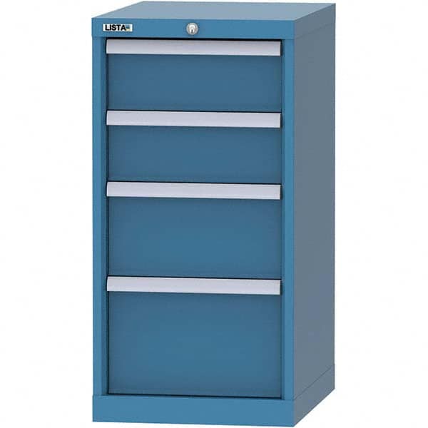 LISTA - 4 Drawer, 216 Compartment Bright Blue Steel Modular Storage Cabinet - Exact Tooling