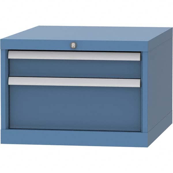 LISTA - 2 Drawer, 99 Compartment Bright Blue Steel Modular Storage Cabinet - Exact Tooling