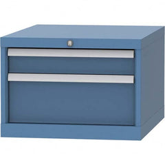 LISTA - 2 Drawer, 99 Compartment Bright Blue Steel Modular Storage Cabinet - Exact Tooling