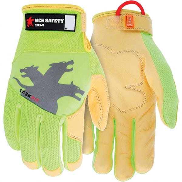 MCR Safety - Size M Leather or Synthetic Leather General Protection High Visibility Work Gloves - Exact Tooling