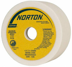 Norton - 4" Diam, 20mm Hole Size, 2" Overall Thickness, 80 Grit, Type 6 Tool & Cutter Grinding Wheel - Medium Grade, Aluminum Oxide, J Hardness, Vitrified Bond, 5,730 RPM - Exact Tooling