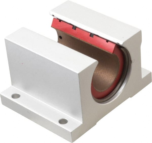 Pacific Bearing - 1" ID, 3-1/4" OAW x 2.813" OAL x 10.5mm OAH Open Pillow Block - 3,525 Lb Static Cap, 2-7/8" Btw Mnt Hole Ctrs, 1.187" Base-to-Ctr Ht, Aluminum - Exact Tooling