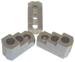 H & R Manufacturing - 12" Max Chuck Diam Compatibility, Case Hardened Steel 1.5mm x 60° Serrated Hard Lathe Top Jaws - 2 Steps, 0.71" Groove Width, 2" Wide x 4-7/8" Long x 2-15/32" High - Exact Tooling