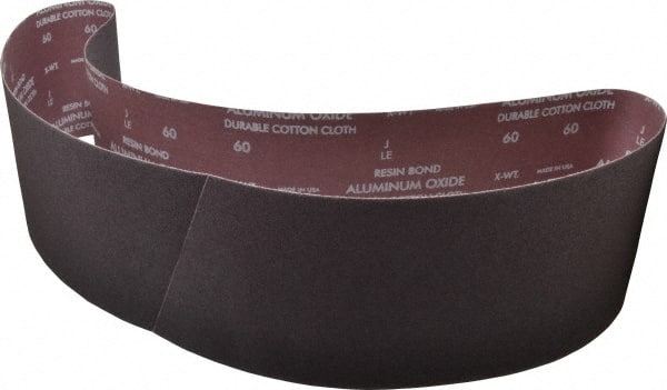 Norton - 6" Wide x 60" OAL, 60 Grit, Aluminum Oxide Abrasive Belt - Aluminum Oxide, Medium, Coated, X Weighted Cloth Backing, Series R228 - Exact Tooling