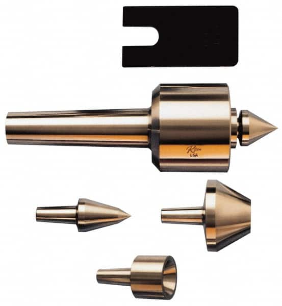 Riten - 4 Point, 1400 Lb Max Workpiece, Bull Nose, Female, Standard & Tracer Points, Hardened Tool Steel, Live Center & Point Set - 5MT Taper, Interchangeable - Exact Tooling