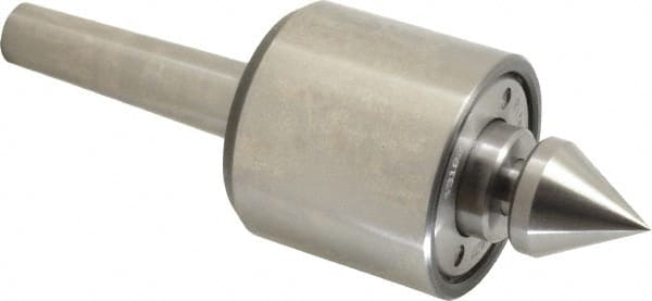 Riten - MT2 Taper Shank, 2-1/8" Head Diam Live Center - 5,000 Max RPM, 2" Head Length, 1" Point Diam, 1/4" Point Len, 100 Lb Max Workpc, 2" OAL, Male Point - Exact Tooling