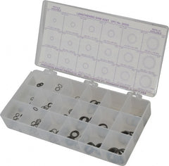 Precision Brand - 270 Piece, 1/4 to 3/4" Screw, Spring Steel Flat Washer Assortment - Includes (15) 0.187 to 0.296 Inside x 0.248 to 0.371 Out Side Diam, (30) 0.171 to 0.289 Inside x 0.248 to 308 OD Washer & Compartmented Storage Case - Exact Tooling