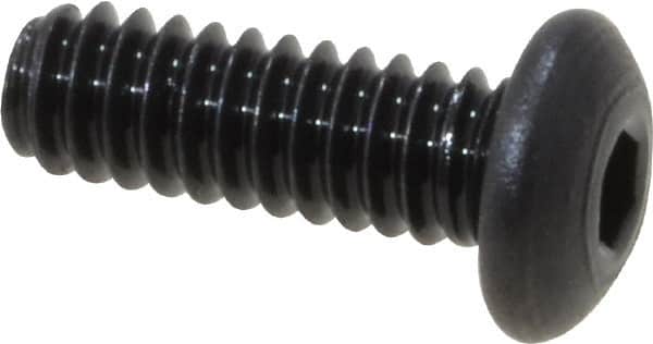 Value Collection - #0-80 UNF Hex Socket Drive, Button Screw - Alloy Steel, Black Oxide Finish, Fully Threaded, 3/16" Length Under Head - Exact Tooling