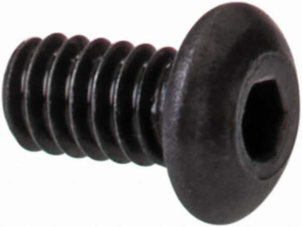 Value Collection - #0-80 UNF Hex Socket Drive, Button Screw - Alloy Steel, Black Oxide Finish, Fully Threaded, 1/8" Length Under Head - Exact Tooling