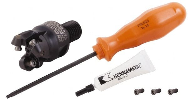 Kennametal - 1-1/4" Cutting Diam, 1-1/4" Max Depth of Cut, Modular Connection Indexable Copy End Mill - 4 Inserts, RP.T 43.. Insert, KSRM Toolholder, Through Coolant - Exact Tooling