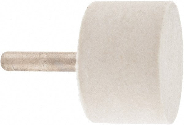 Value Collection - 1-1/2" Diam, 1/4" Shank Diam, Cylinder Shaped Mounted Bob - Hard Density, 1" Head Length, 2" Shank Length, Wool Felt - Exact Tooling