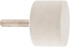 Value Collection - 1-1/2" Diam, 1/4" Shank Diam, Cylinder Shaped Mounted Bob - Hard Density, 1" Head Length, 2" Shank Length, Wool Felt - Exact Tooling