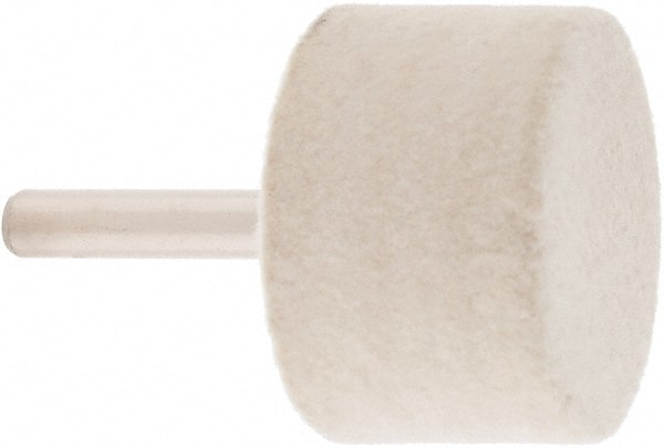 Value Collection - 1-1/2" Diam, 1/4" Shank Diam, Cylinder Shaped Mounted Bob - Medium Density, 1" Head Length, 2" Shank Length, Wool Felt - Exact Tooling