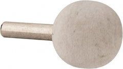 Value Collection - 1" Diam, 1/4" Shank Diam, Ball Shaped Mounted Bob - Hard Density, 1" Head Length, 2" Shank Length, Wool Felt - Exact Tooling