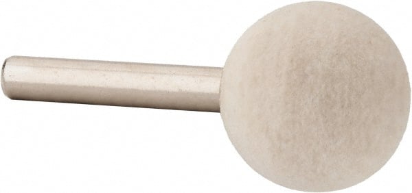 Value Collection - 1" Diam, 1/4" Shank Diam, Ball Shaped Mounted Bob - Medium Density, 1" Head Length, 2" Shank Length, Wool Felt - Exact Tooling