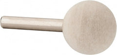 Value Collection - 1" Diam, 1/4" Shank Diam, Ball Shaped Mounted Bob - Medium Density, 1" Head Length, 2" Shank Length, Wool Felt - Exact Tooling