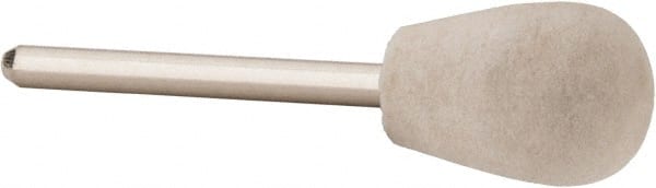 Value Collection - 1/2" Diam, 1/8" Shank Diam, Olive Shaped Mounted Bob - Hard Density, 3/4" Head Length, 2" Shank Length, Wool Felt - Exact Tooling