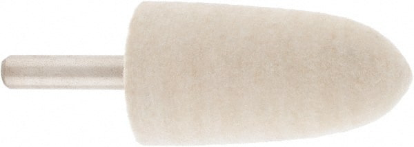 Value Collection - 1" Diam, 1/4" Shank Diam, Bullet Shaped Mounted Bob - Hard Density, 2" Head Length, 2" Shank Length, Wool Felt - Exact Tooling