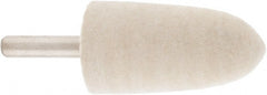 Value Collection - 1" Diam, 1/4" Shank Diam, Bullet Shaped Mounted Bob - Hard Density, 2" Head Length, 2" Shank Length, Wool Felt - Exact Tooling