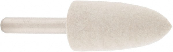 Value Collection - 3/4" Diam, 1/4" Shank Diam, Bullet Shaped Mounted Bob - Hard Density, 1-1/2" Head Length, 2" Shank Length, Wool Felt - Exact Tooling