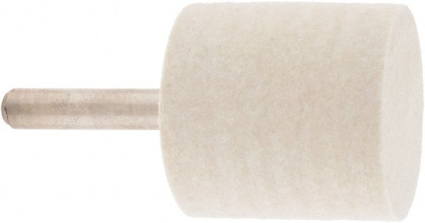 Value Collection - 1-1/4" Diam, 1/4" Shank Diam, Cylinder Shaped Mounted Bob - Hard Density, 1-1/4" Head Length, 2" Shank Length, Wool Felt - Exact Tooling