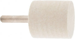 Value Collection - 1-1/4" Diam, 1/4" Shank Diam, Cylinder Shaped Mounted Bob - Hard Density, 1-1/4" Head Length, 2" Shank Length, Wool Felt - Exact Tooling