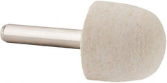 Value Collection - 1" Diam, 1/4" Shank Diam, Oval Shaped Mounted Bob - Hard Density, 1" Head Length, 2" Shank Length, Wool Felt - Exact Tooling