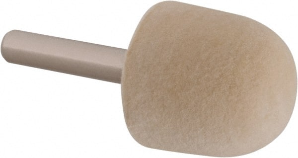 Value Collection - 1" Diam, 1/4" Shank Diam, Oval Shaped Mounted Bob - Medium Density, 1" Head Length, 2" Shank Length, Wool Felt - Exact Tooling