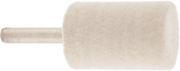 Value Collection - 1" Diam, 1/4" Shank Diam, Cylinder Shaped Mounted Bob - Medium Density, 1-1/2" Head Length, 2" Shank Length, Wool Felt - Exact Tooling