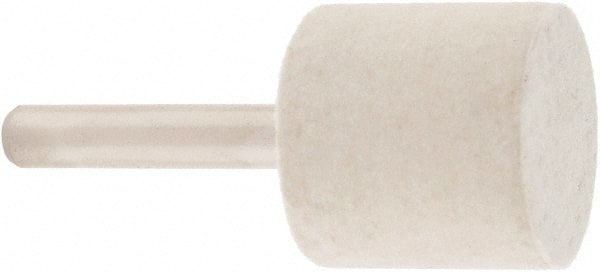 Value Collection - 1" Diam, 1/4" Shank Diam, Cylinder Shaped Mounted Bob - Rock Hard Density, 1" Head Length, 2" Shank Length, Wool Felt - Exact Tooling
