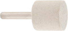 Value Collection - 1" Diam, 1/4" Shank Diam, Cylinder Shaped Mounted Bob - Rock Hard Density, 1" Head Length, 2" Shank Length, Wool Felt - Exact Tooling