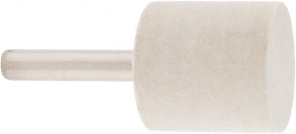 Value Collection - 1" Diam, 1/4" Shank Diam, Cylinder Shaped Mounted Bob - Hard Density, 1" Head Length, 2" Shank Length, Wool Felt - Exact Tooling