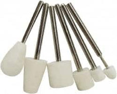 Value Collection - 6 Piece, 1/8" Shank Diam, Wool Felt Bob Set - Medium Density, Includes Ball, Cone, Cylinder, Flame, Olive & Oval Bobs - Exact Tooling