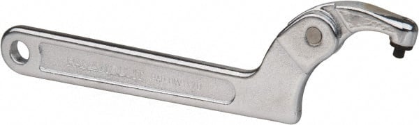 Paramount - 1-1/4" to 3" Capacity, Adjustable Pin Spanner Wrench - 8-1/8" OAL, 3/16" Hook Pin Height - Exact Tooling