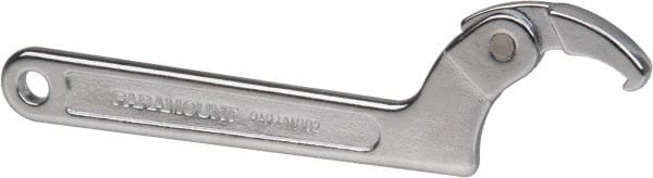 Paramount - 1-1/4" to 3" Capacity, Adjustable Pin Spanner Wrench - 8-1/8" OAL, 5/32" Hook Pin Height - Exact Tooling