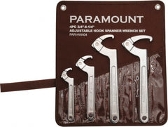 Paramount - 3/4" to 6-1/4" Capacity, Adjustable Hook Spanner Wrench Set - 6-3/8" OAL - Exact Tooling