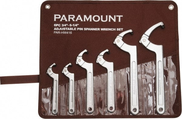 Paramount - 3/4" to 6-1/4" Capacity, Pin Spanner Wrench - 12-1/8" OAL - Exact Tooling
