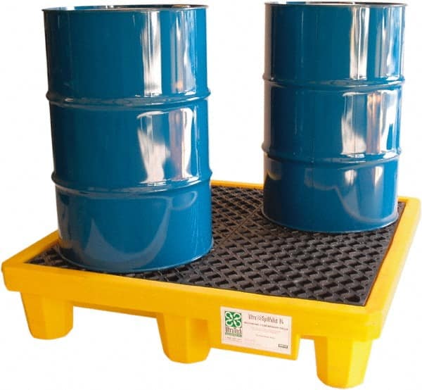 UltraTech - 66 Gal Sump, 6,000 Lb Capacity, 4 Drum, Polyethylene Spill Deck or Pallet - 53" Long x 53" Wide x 12" High, Liftable Fork, 2 x 4 Drum Configuration - Exact Tooling
