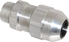 Thomas & Betts - 0.54 to 0.67" Cable Capacity, Class 1, Gas & Vapor Environments, Straight Strain Relief Cord Grip - 3/4 NPT Thread, Aluminum - Exact Tooling