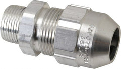Thomas & Betts - 0.66 to 0.78" Cable Capacity, Class 1, Gas & Vapor Environments, Straight Strain Relief Cord Grip - 3/4 NPT Thread, Aluminum - Exact Tooling