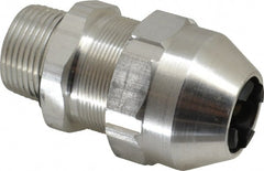 Thomas & Betts - 0.66 to 0.78" Cable Capacity, Class 1, Gas & Vapor Environments, Straight Strain Relief Cord Grip - 1 NPT Thread, Aluminum - Exact Tooling