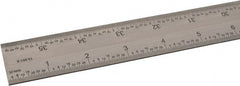 SPI - 36" Long, 1/64, 1/32" and 0.5, 1mm Graduation, Rigid Steel Rule - English/Metric Graduation Style, 1-1/4" Wide, Silver, Satin Chrome Finish - Exact Tooling