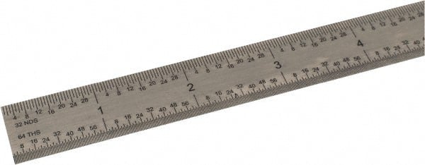SPI - 36" Long, 1/64, 1/32, 1/16, 1/8" Graduation, Flexible Steel Rule - 4R Graduation Style, 3/4" Wide, Silver, Satin Chrome Finish - Exact Tooling